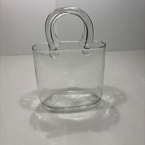 Glass Purse Vase, Handbag-Shaped Flower Vase with Handle, Clear Glass Vases
